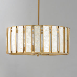 Maxim 12804 Miramar 4 Light 24"W Pendant - Capiz / Natural Aged Brass