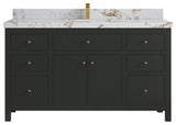 Sonoma 60" Single Sink Bath Vanity in Black Top, 2" Viola Gold