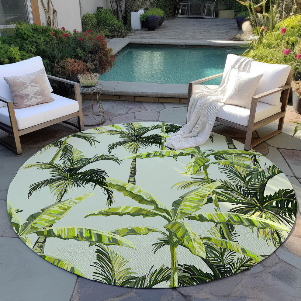 Indoor/Outdoor Tropics TC10 Aloe Machine Washable 8' x 8' Round Rug