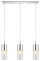 3x60W Multi Light Pendant, Chrome Finish & Clear Glass, Crystal Strands
