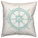 Boat Wheel Teal 18x18 Pillow