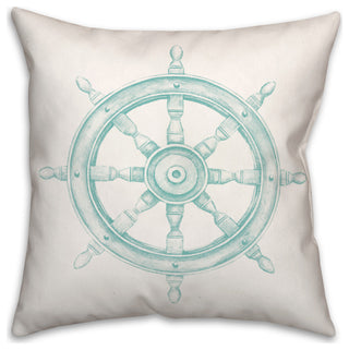 Boat Wheel Teal 18x18 Pillow