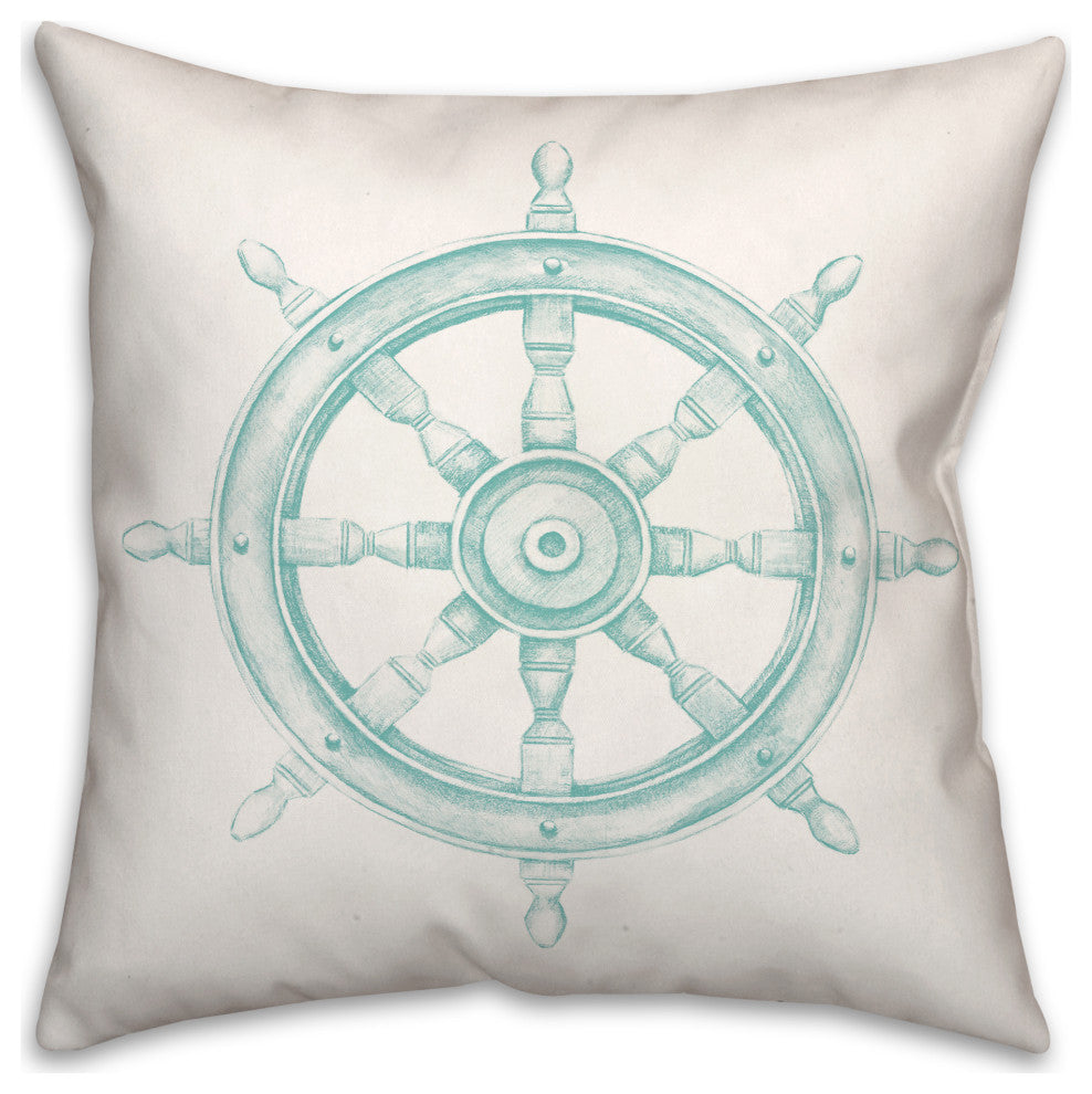 Boat Wheel Teal 18x18 Pillow