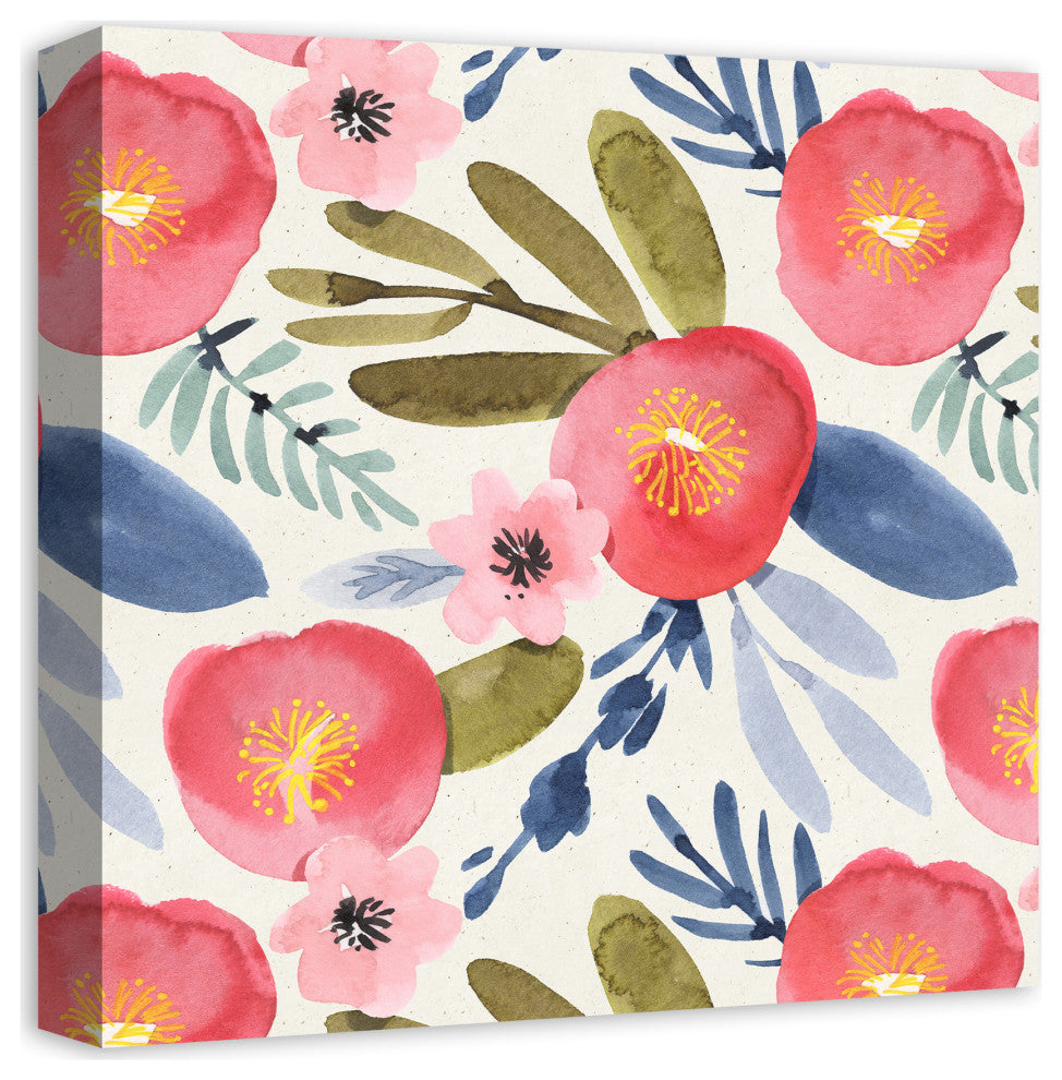 Blush Floral Pattern 16x16 Canvas Wall Art