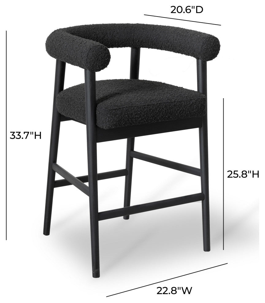 Spara Boucle Counter Stool, Black
