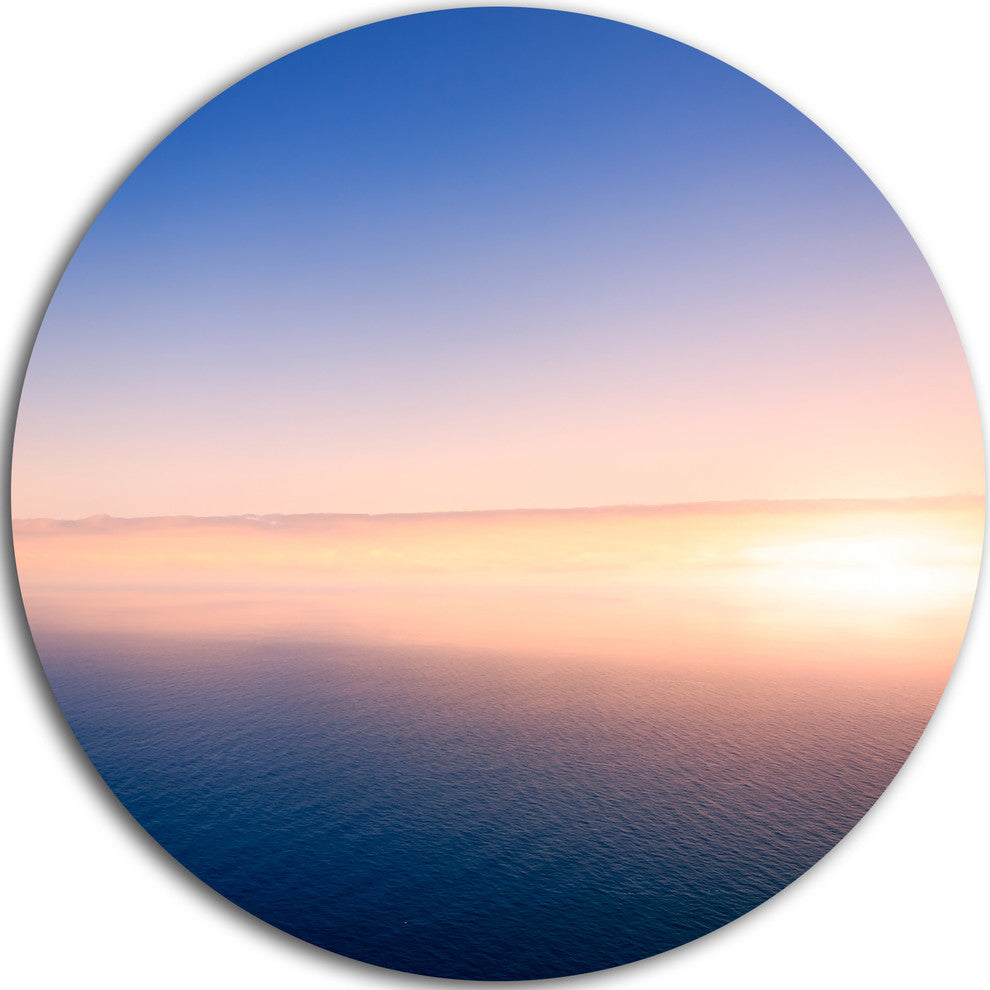 Clear Blue Sky Above Clouds, Beach Round Metal Wall Art, 23"