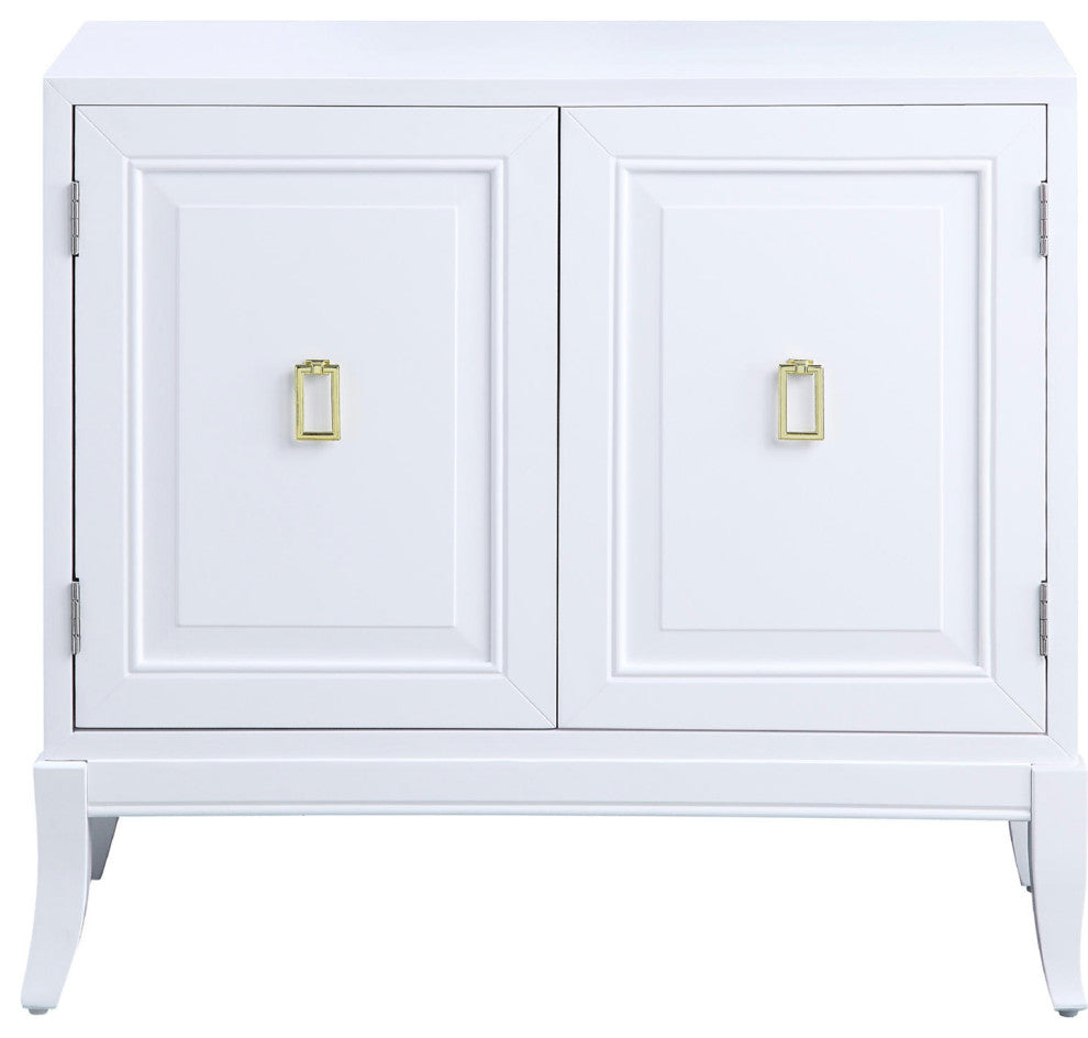 Wood Console Table With 2 Doors, White Finish