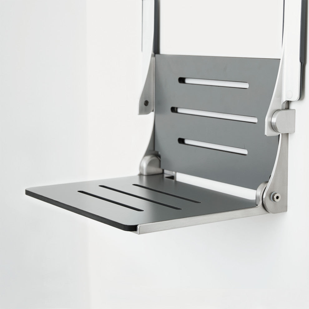 Seachrome Silhouette Comfort Shower Seats with Arms, Gray Seat, Silver Frame
