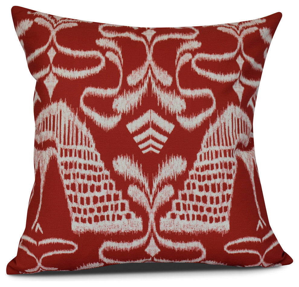 18x18", Crown, Animal Print Pillow, Red