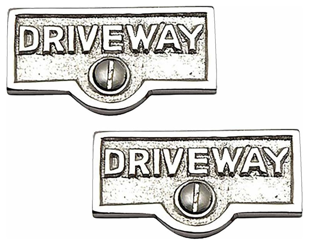 2 Switch Plate Tags DRIVEWAY Name Signs Labels Chrome Brass |
