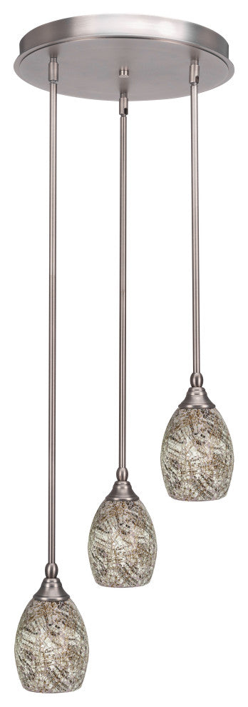 Empire 3-Light Cluster Pendalier, Brushed Nickel/Natural Fusion