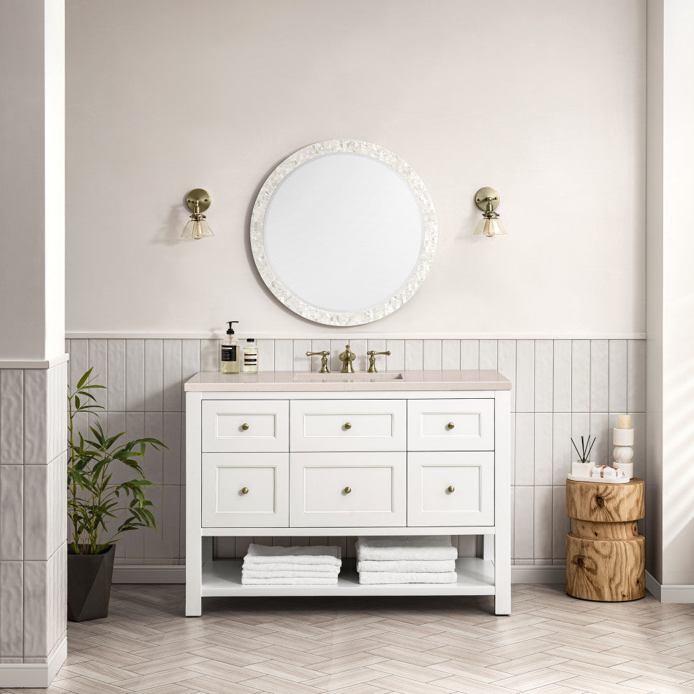 Breckenridge 48" Single Vanity, Bright White, 3CM Eternal Marfil Top