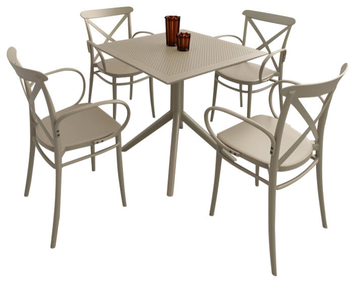 Cross XL Patio Dining Set With 4 Chairs Taupe