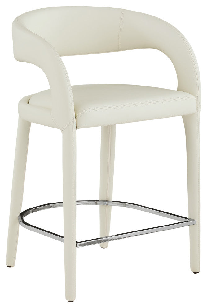 Sylvester Faux Leather Stool, Cream