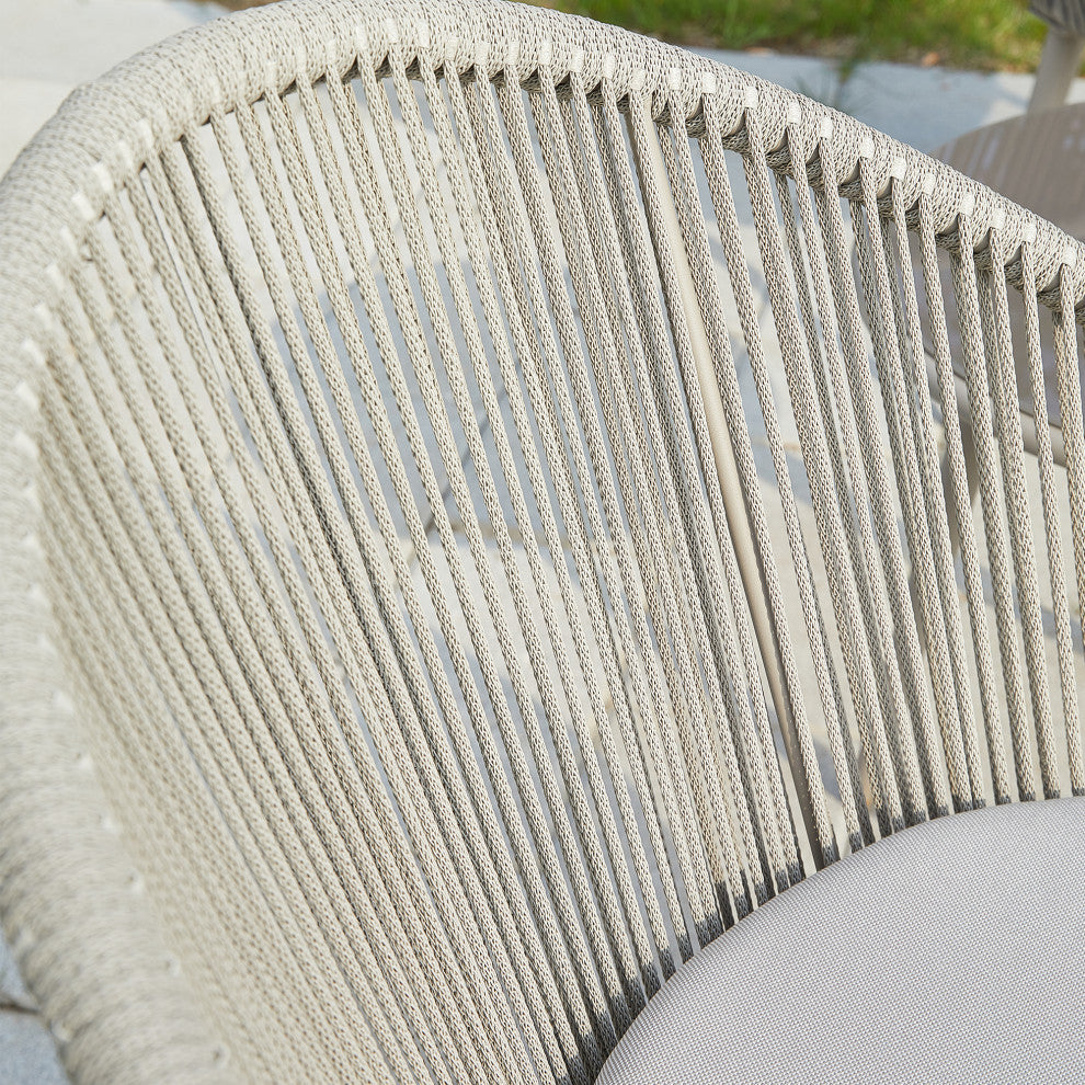 Outdoor Rope Chair Set With Coffee Table for Porch and Yard