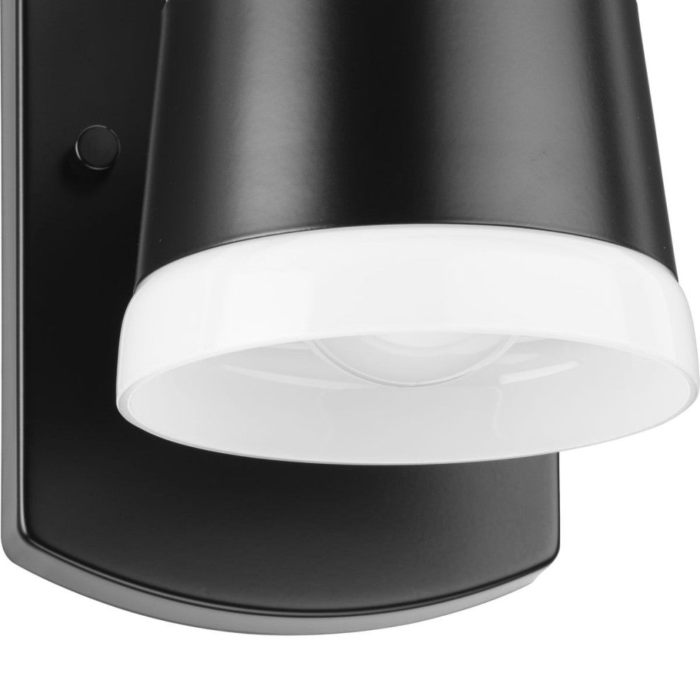 Haven Collection One-Light Matte Black Opal Glass Luxe Industrial Bath Light