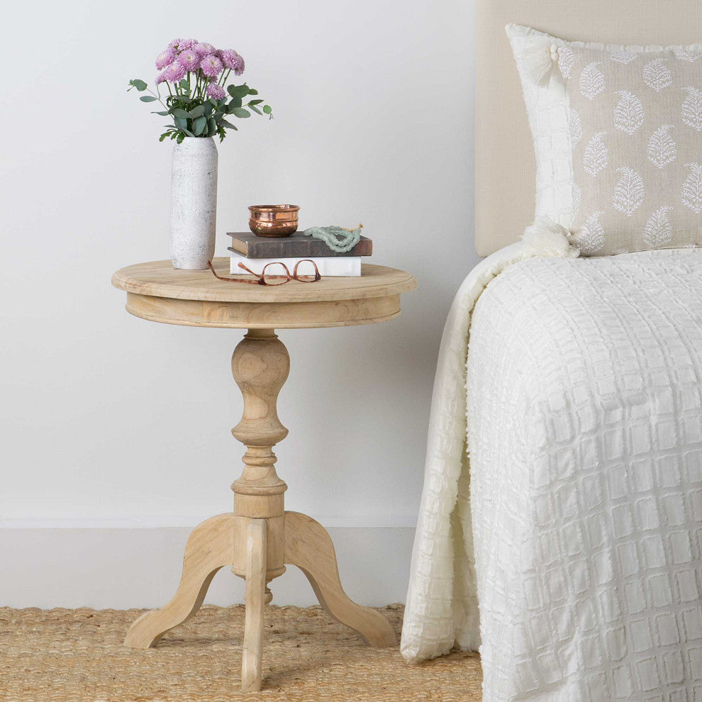 East at Main Blackford Brown Rubberwood Round Accent Table