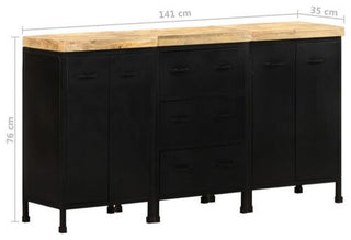 vidaXL Sideboard Rough Mango Wood with Black Frame