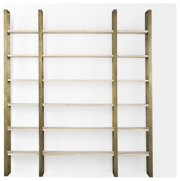 Gold Iron Framed Wooden Shelving Unit