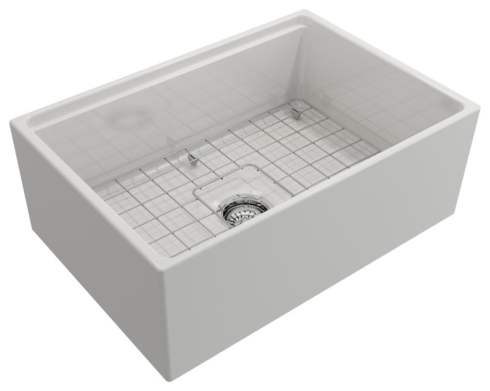 BOCCHI 1628-001-0120 Contempo Apron Front Fireclay 27" Single Kitchen Sink Whit