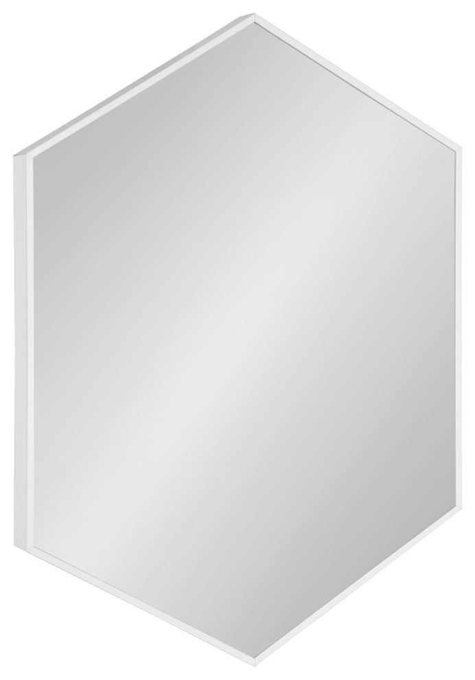 Rhodes Framed Hexagon Wall Mirror, White, 31x22