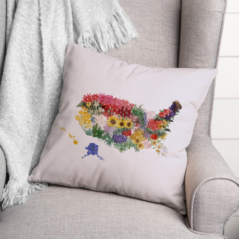 Floral USA 18x18 Spun Poly Pillow