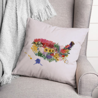 Floral USA 18x18 Spun Poly Pillow