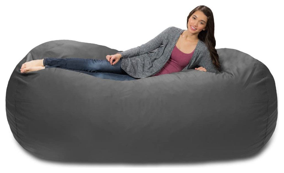 Comfortable Bean Bag Chair, Memory foam With Washable Faux Leather Cover, Grey