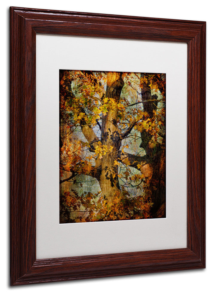 'Autumn Oaks in Dance Mode' Matted Framed Canvas Art by Lois Bryan