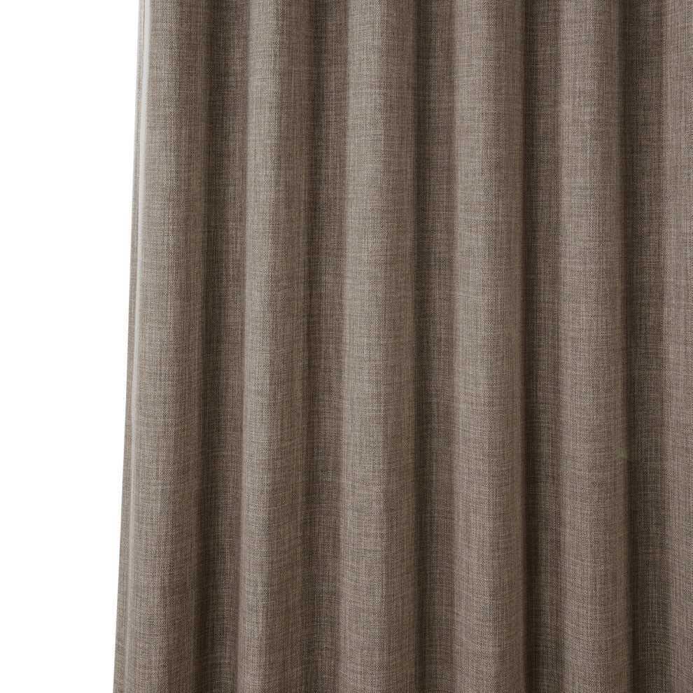 Faux Linen Darkening Curtain Single Panel, Dutch Cocoa, 50"x84"