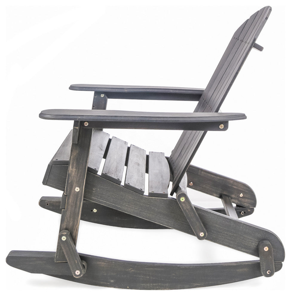 GDF Studio Vivian Outdoor Acacia Wood Adirondack Rocking Chair, Dark Gray, Set of 2