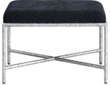 Valley Upholstered Bench, Black, 25" W x 18" D, Silver, Chenille Fabric