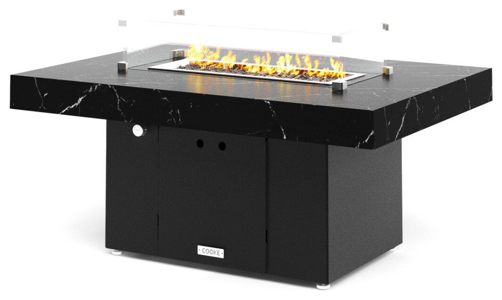FirePit Table, 48"x34"x21", LP, Laminam Nero Marquina Brushed, Black