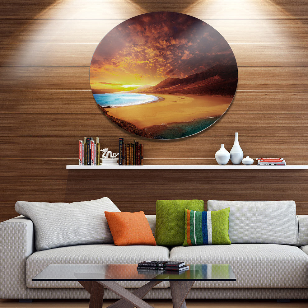 Cofete Beach Fuerteventura, Landscape Large Disc Metal Wall Art, 23"
