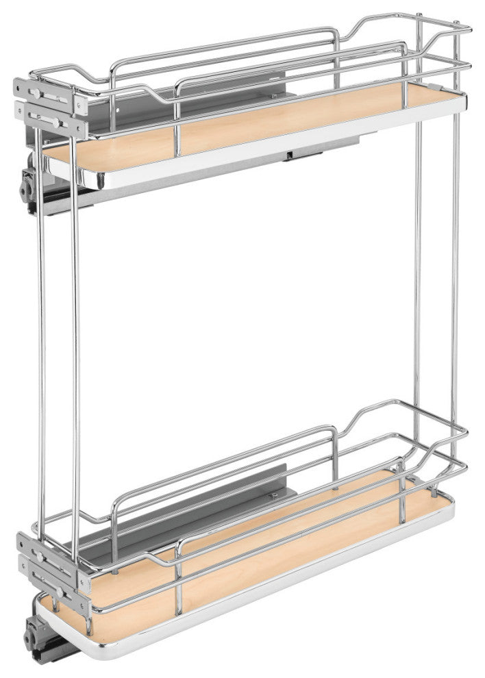 Two-Tier Sold Surface Pull Out Organizers With Soft Close, Natural Maple, 5"