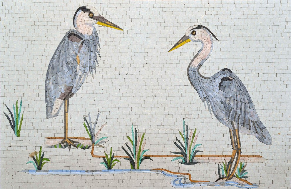 Mosaic Mural, Pelicans of Illinois, 72"x44"