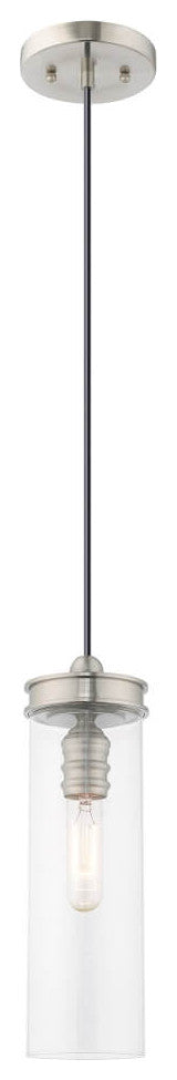 Livex Art Glass 1 Light 5" Pendant Brushed Nickel
