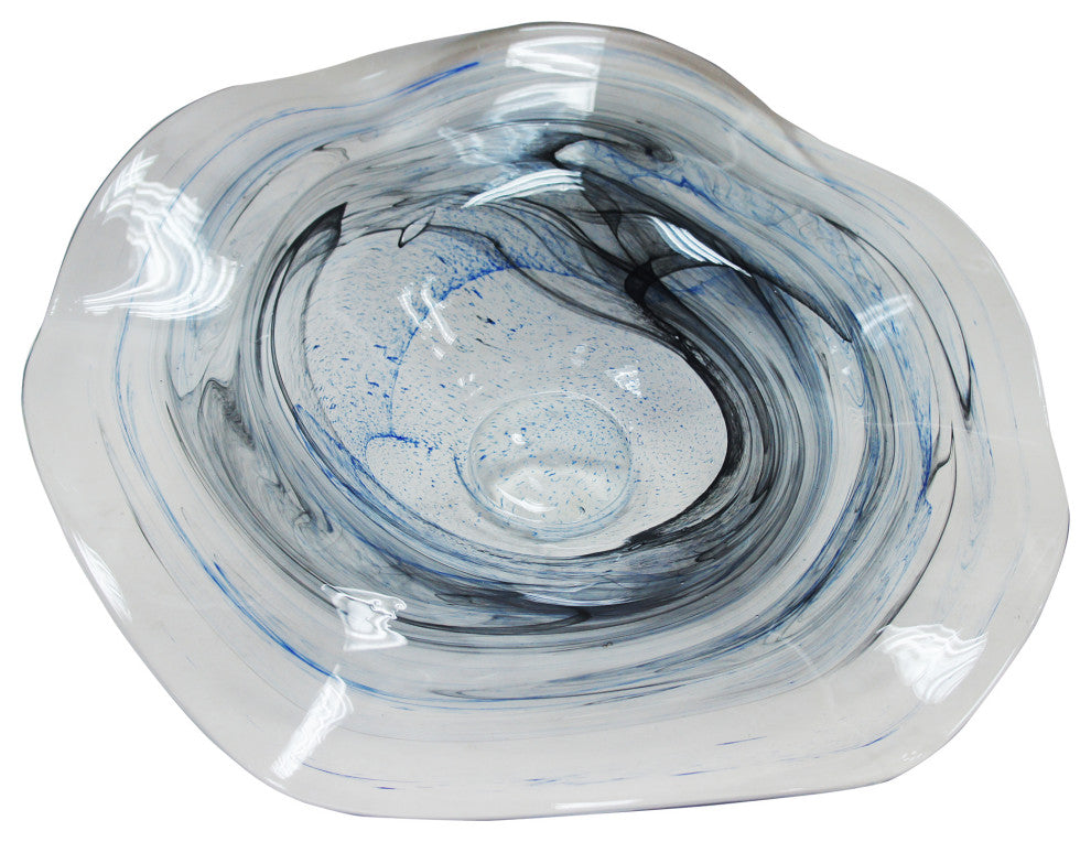 Contemporary Nautilus Glass Bowl - Blue