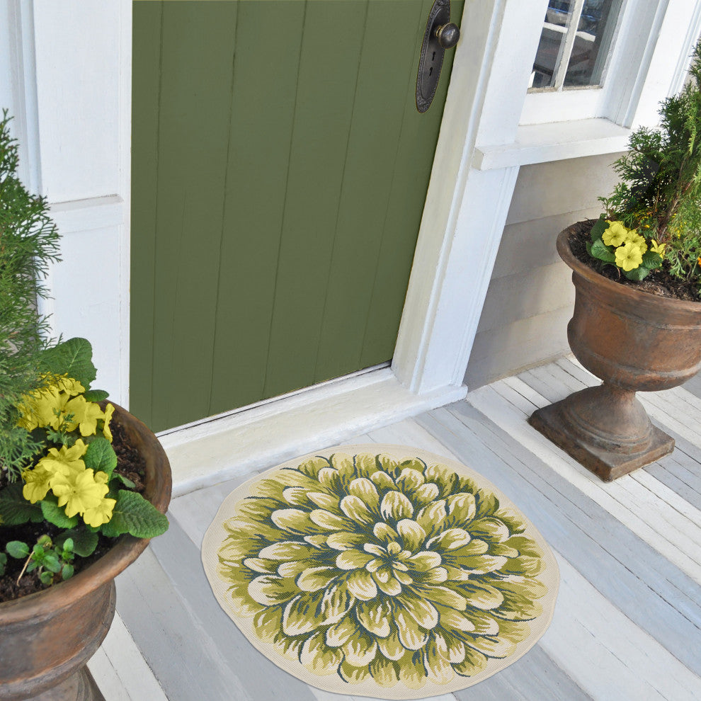 Esencia Mum Indoor/Outdoor Mat Green 3'3"x3'3"