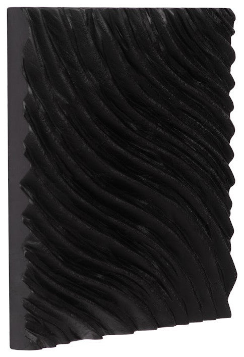 Carved Wall Tile, Black, Wave