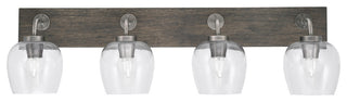 Oxbridge, Bath Bar, Graphite & Painted Distressed Wood-look, 6" Clear Bubble
