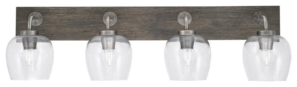 Oxbridge, Bath Bar, Graphite & Painted Distressed Wood-look, 6" Clear Bubble