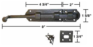 Slide Bolts Black Wrought Iron Tower Style Set of 2