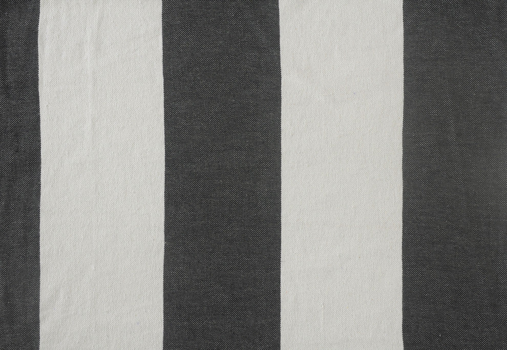 Charcoal Gray Cabana Striped Throw Blanket with Tassels