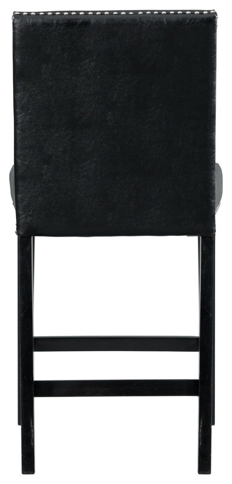 Pia Faux Leather Counter Height Side Chair Set, Black