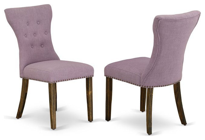 6-Piece Set, Dahlia Seat Chairs, Bench and Table With Wooden Legs, Jacobean