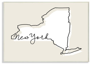 New York Home State Map Neutral Print Design, 12"x18"