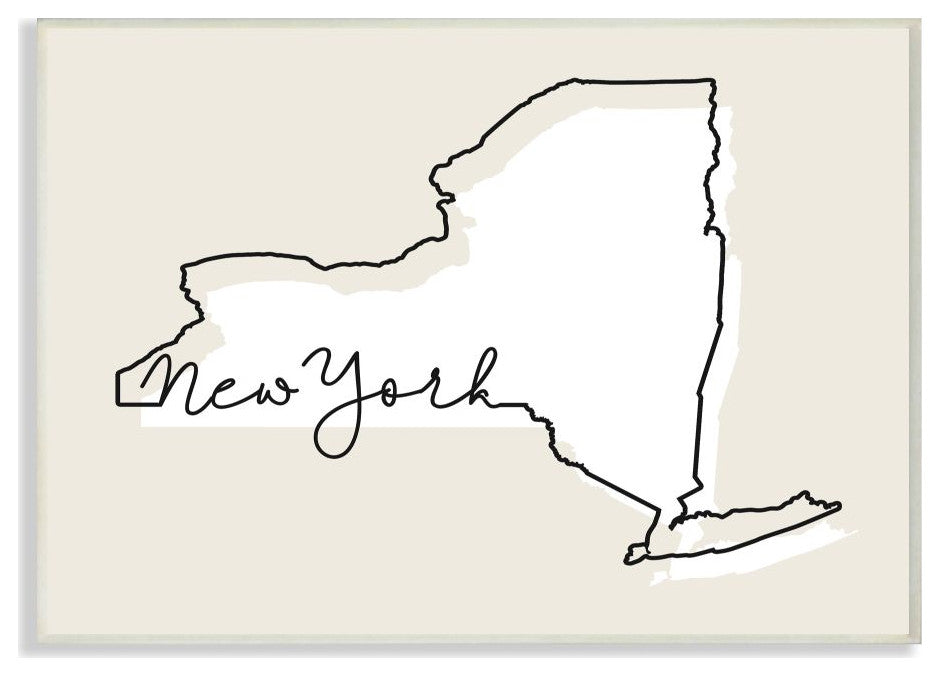 New York Home State Map Neutral Print Design, 12"x18"