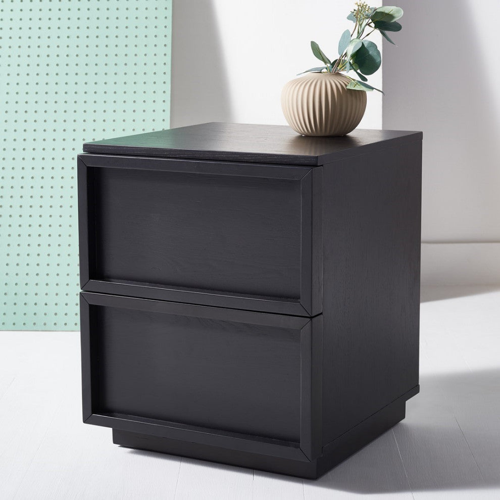Safavieh Couture Zeus 2 Drawer Nightstand, Black