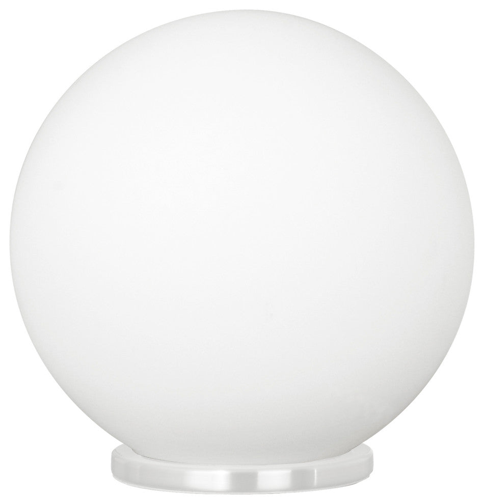 Rondo, 1-Light Round Table Lamp, White Finish, Opal Frosted Glass Shade